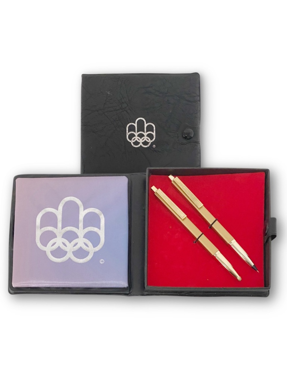 Vintage 1976 Montreal Olympics Gold Tone Pen and Pencil Set with COJO 76 Case